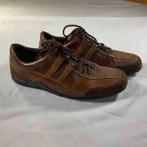 Cole Haan Brown Leather Slip On Loafers Vibram Sole Shoes Mens Lace Up